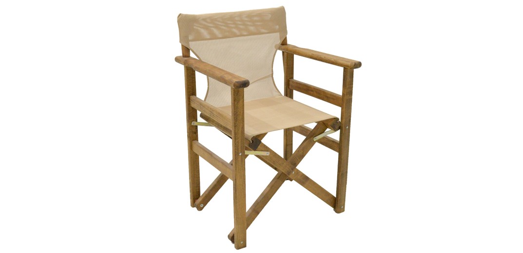 Καρέκλα-πολυθρόνα σκηνοθέτη Retto pakoworld μασίφ ξύλο οξιάς καρυδί-πανί μπεζ