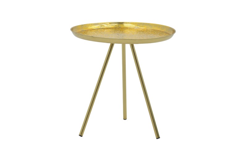 Βοηθητικό τραπέζι Jacksie Inart γκρι-χρυσό μέταλλο Φ41x43.5εκ