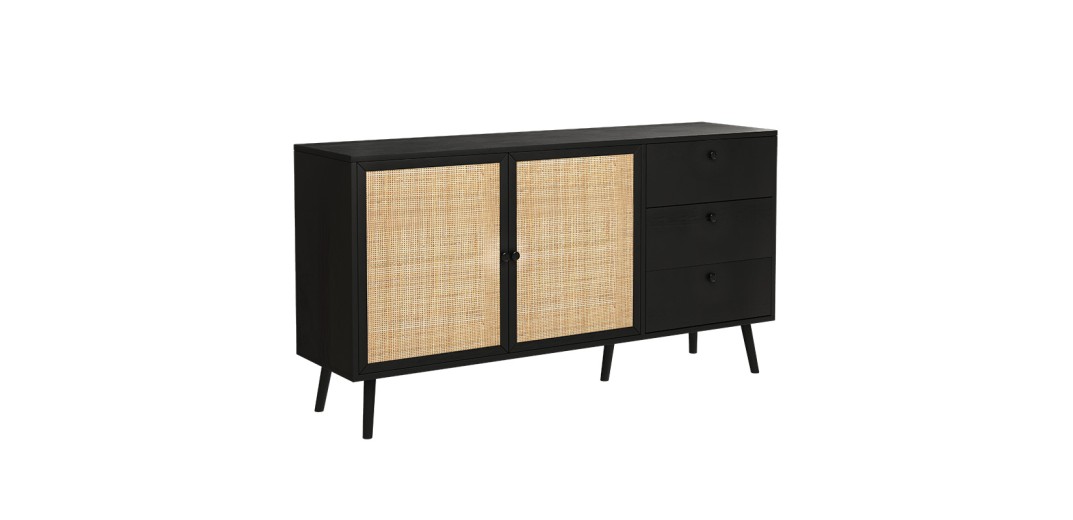 Μπουφές Oslo pakoworld μαύρο-φυσικό 150x39x79εκ