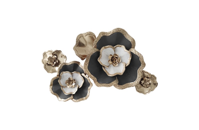 Διακοσμητικό τοίχου Rosalia Inart μέταλλο σε χρυσή-μαύρη απόχρωση 90x58x7.5εκ