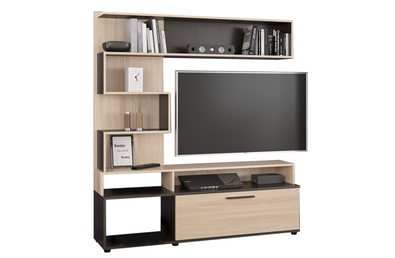 Σύνθετο σαλονιού Jasper pakoworld wenge-φυσικό 151.5x37.5x169.5εκ