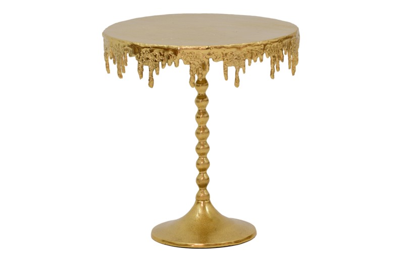 Βοηθητικό τραπέζι Fropio Inart χρυσό μέταλλο Φ40x44εκ