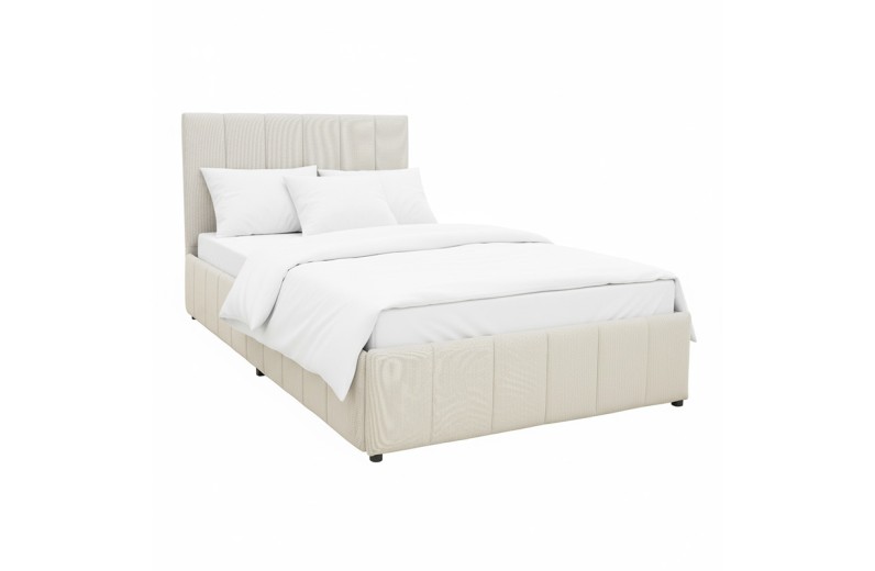 Κρεβάτι Snuggle pakoworld με αποθηκευτικό χώρο ύφασμα μπεζ 120x200εκ