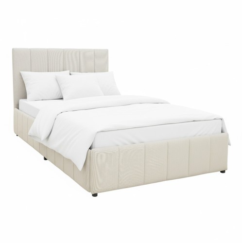 Κρεβάτι Snuggle pakoworld με αποθηκευτικό χώρο ύφασμα μπεζ 120x200εκ