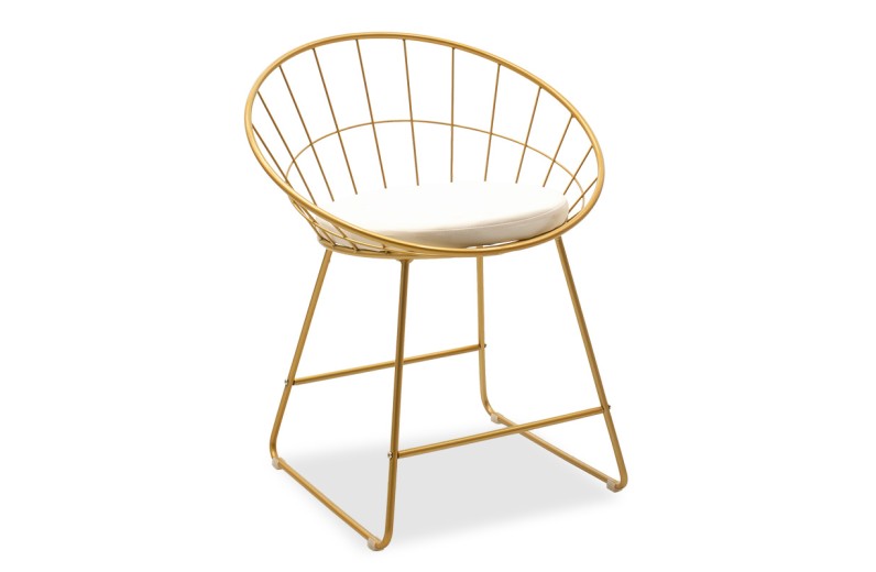 Καρέκλα Seth pakoworld μέταλλο χρυσό-μαξιλάρι PVC λευκό