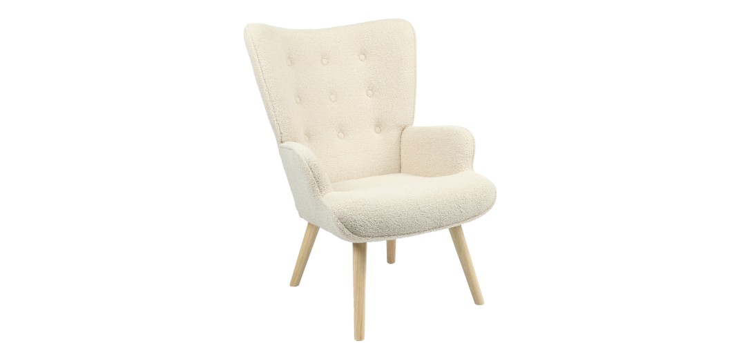 Πολυθρόνα Fluffy pakoworld μπουκλέ κρεμ-φυσικό 75x69x96εκ