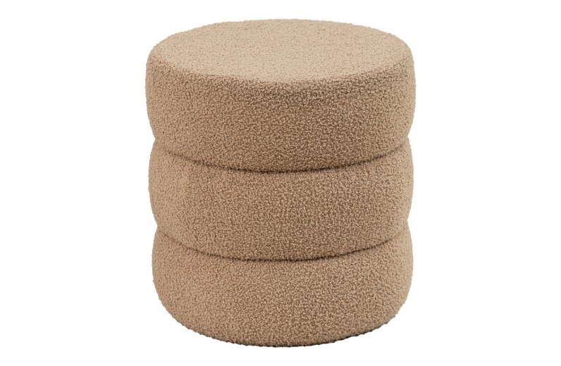 Σκαμπό-πουφ Kioto pakoworld μπουκλέ καφέ Φ40x40εκ