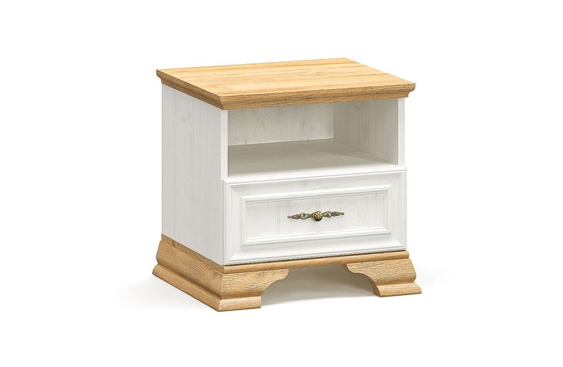 ΣΕΤ 2 TMX Κομοδίνο Jaden pakoworld golden oak-λευκό antique 49x41x47εκ