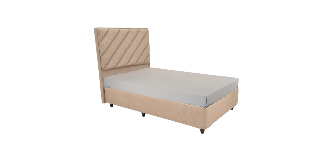 Κρεβάτι μονό Tito pakoworld με αποθηκευτικό χώρο μπουκλέ ύφασμα σε ανοιχτή καφέ απόχρωση 120x200εκ