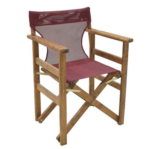 Καρέκλα-πολυθρόνα σκηνοθέτη Retto pakoworld μασίφ ξύλο οξιάς καρυδί-πανί μπορντό
