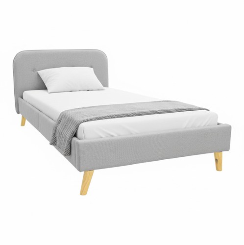 Κρεβάτι LumiLux pakoworld ύφασμα σε γκρι απόχρωση 100x200εκ