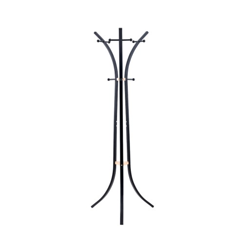 Καλόγερος ρούχων Bamile pakoworld μαύρο μέταλλο και rubberwood σε φυσική απόχρωση 51x63x175εκ