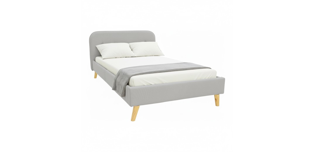 Κρεβάτι LumiLux pakoworld ύφασμα σε γκρι απόχρωση 160x200εκ