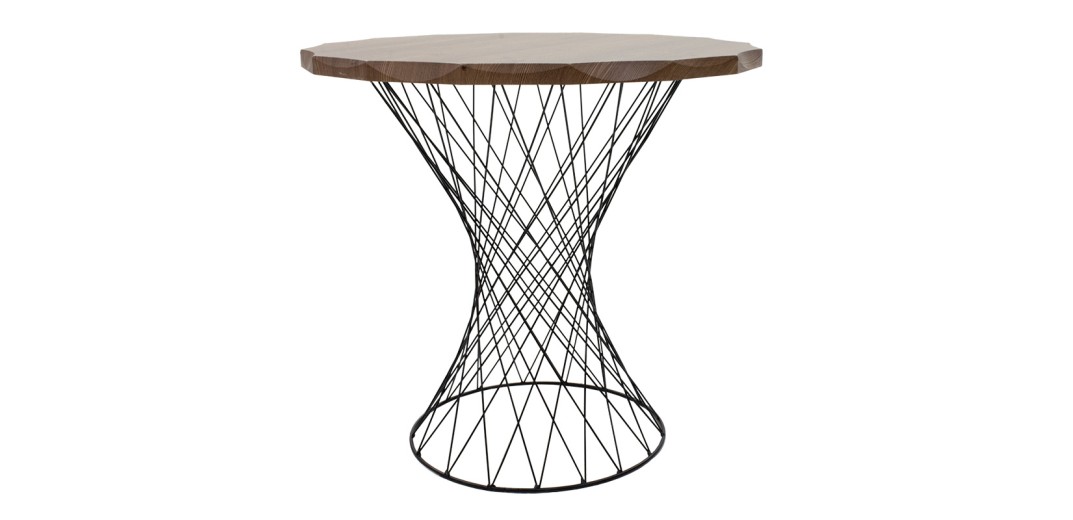 Τραπέζι Ronlele pakoworld μέταλλο μαύρο-καρυδί Φ81x76εκ