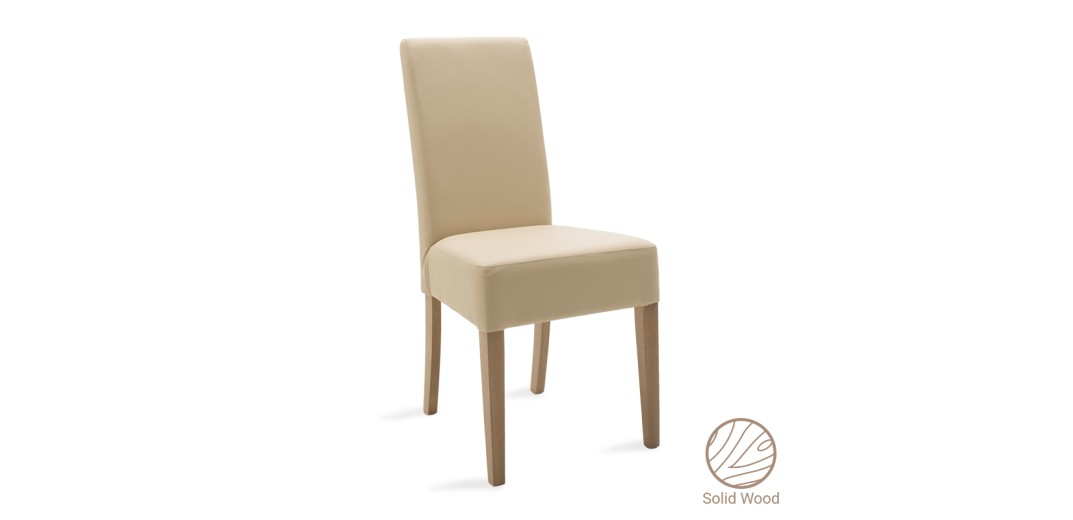 ΣΕΤ 2 TMX Καρέκλα Ditta pakoworld PU εκρού- πόδι μασίφ ξύλο sonoma