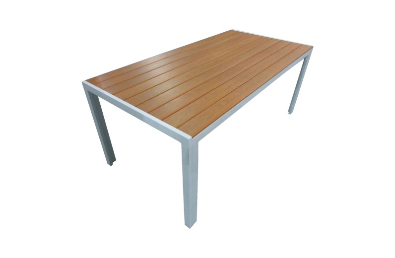 Τραπέζι Nares pakoworld αλουμίνιο λευκό-plywood φυσικό 180x90x72.5εκ