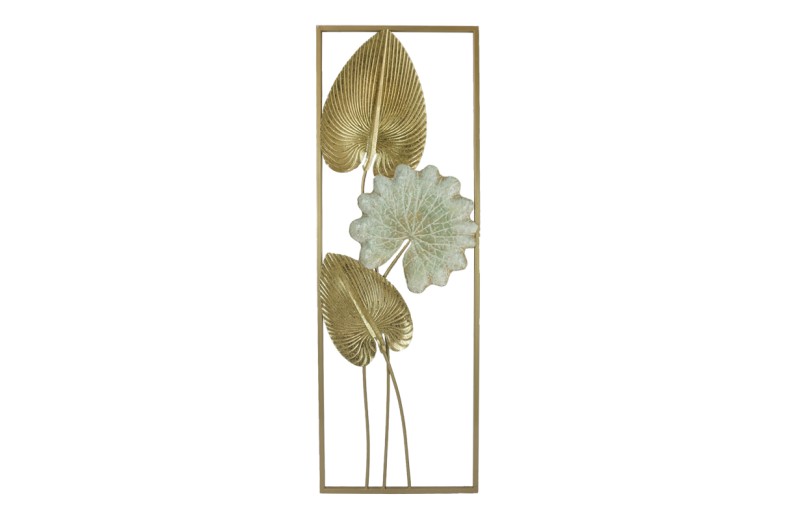 Διακοσμητικό τοίχου Tropana I Inart μέταλλο σε χρυσή και λευκή απόχρωση 31x2.5x90.2εκ