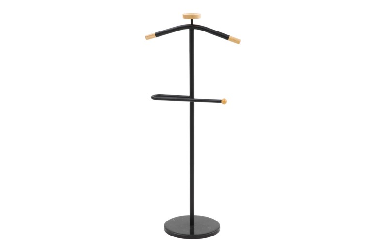 Καλόγερος ρούχων Jolma pakoworld μέταλλο-ξύλο σε μαύρη απόχρωση Φ30x111εκ