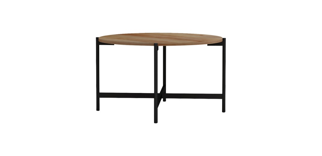 Τραπεζάκι σαλονιού Aisle pakoworld μελαμίνης φυσικό-μαύρο Φ80x45εκ