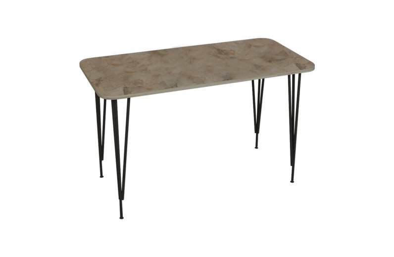 Τραπέζι Polkan pakoworld λευκό μαρμάρου μελαμίνης-μαύρο μέταλλο 120x60x73εκ