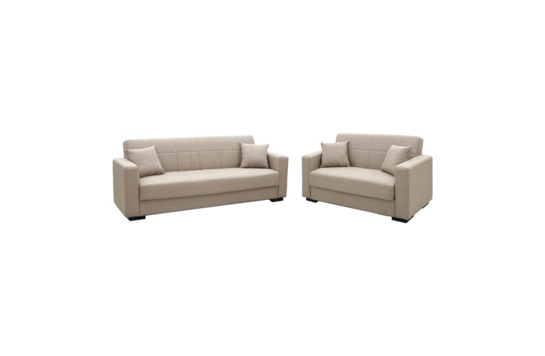 Σετ σαλονιού 2τεμ Vox pakoworld ύφασμα σε κρεμ απόχρωση