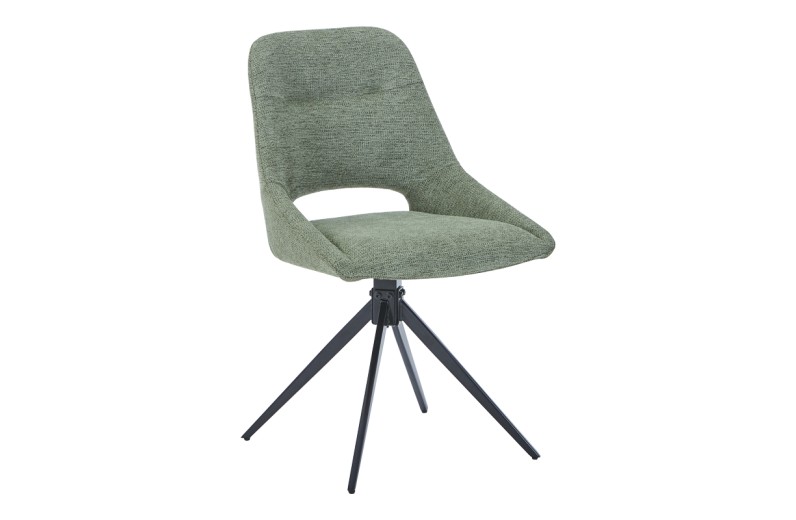 Καρέκλα περιστρεφόμενη Luciano I pakoworld σε πράσινο ύφασμα-πόδι μεταλλικό μαύρο 52.5x54x85εκ