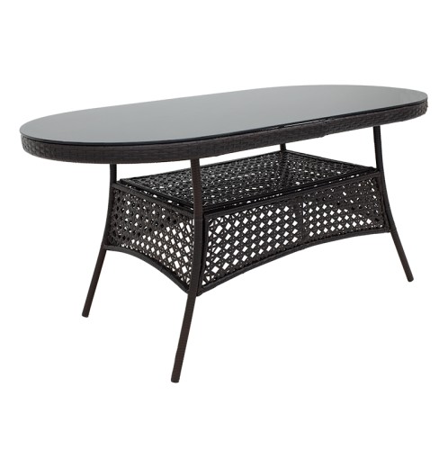 Τραπέζι Cellin pakoworld μέταλλο-pe rattan καφέ 160x80x77εκ