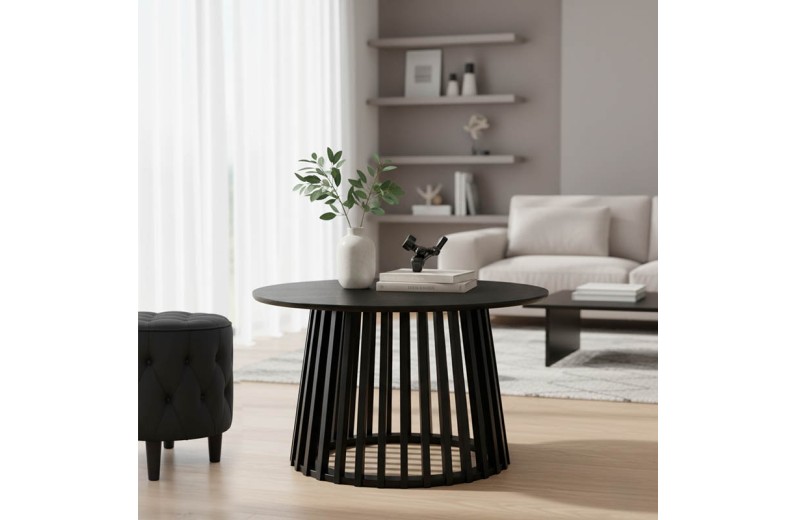 Τραπέζι σαλονιού Domonic pakoworld mdf σε μαύρη απόχρωση Φ80x45εκ