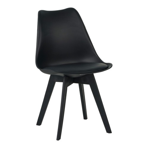 Καρέκλα Gaston I pakoworld PP-PU σε μαύρη απόχρωση 48.5x53.5x81.5εκ