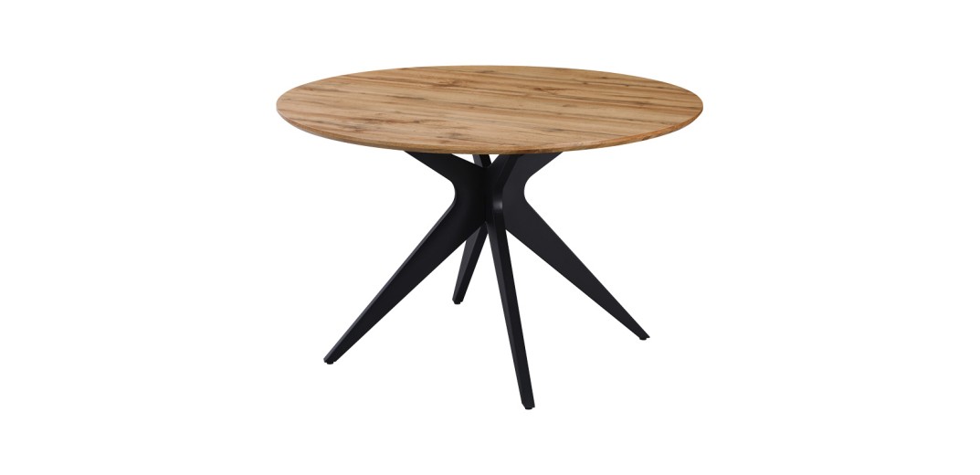 Τραπέζι Toda pakoworld mdf σε sonoma απόχρωση με μαύρα μεταλλικά πόδια Φ120x75εκ