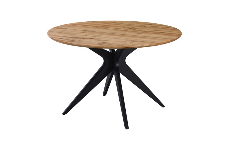 Τραπέζι Toda pakoworld mdf σε sonoma απόχρωση με μαύρα μεταλλικά πόδια Φ120x75εκ