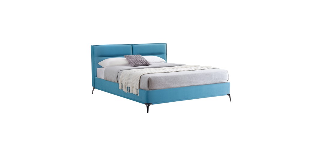 Κρεβάτι Ikina pakoworld βελούδο σε πετρόλ απόχρωση 160x200εκ