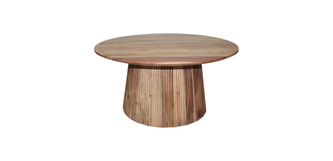 Τραπέζι σαλονιού Canicule I pakoworld μασίφ ξύλο ακακίας σε φυσική απόχρωση Φ80x40εκ