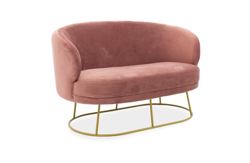 Καναπές 2θέσιος Rony pakoworld βελούδο σάπιο μήλο-χρυσό 132x82x83εκ