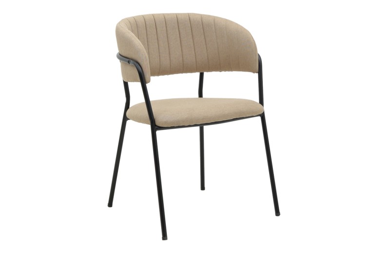 Καρέκλα Morel pakoworld μπεζ ύφασμα-πόδι μαύρο μέταλλο 55x55x76εκ