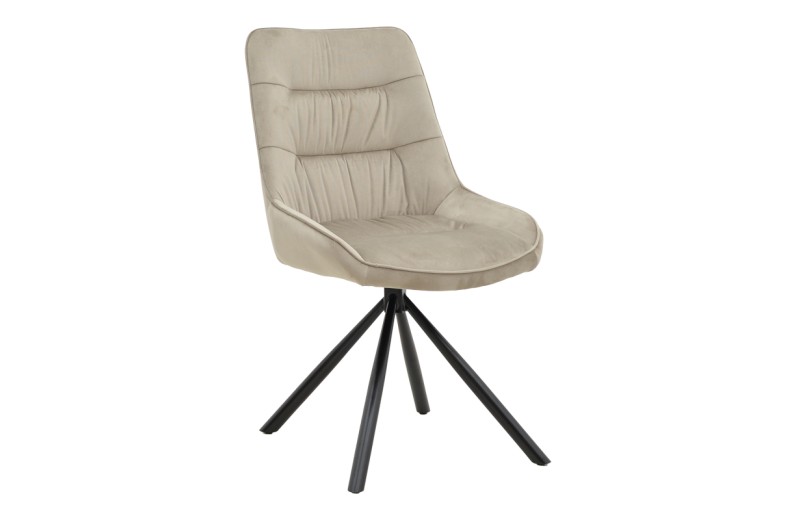 Καρέκλα Wori pakoworld μπεζ βελούδο-πόδι μαύρο μέταλλο 48x56x82εκ