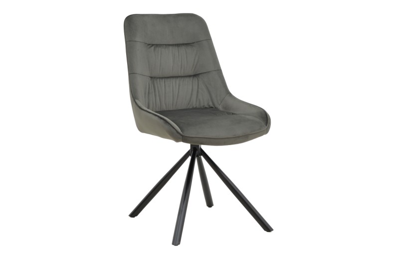 Καρέκλα Wori pakoworld ανθρακί βελούδο-πόδι μαύρο μέταλλο 48x56x82εκ