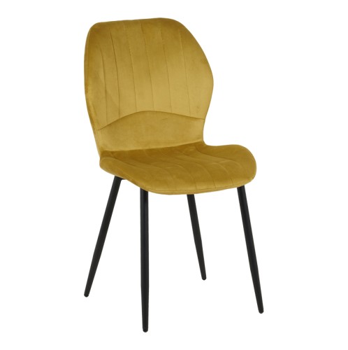 ΣΕΤ 4 TMX Καρέκλα Jelour pakoworld βελούδο σε κίτρινη απόχρωση 46.5x60x84εκ