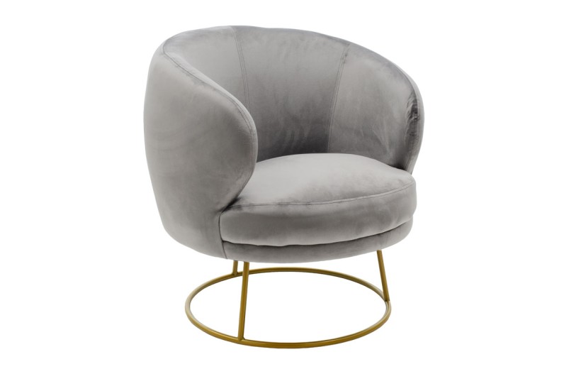 Πολυθρόνα Rony pakoworld βελούδο γκρι-χρυσό 78x75x82εκ