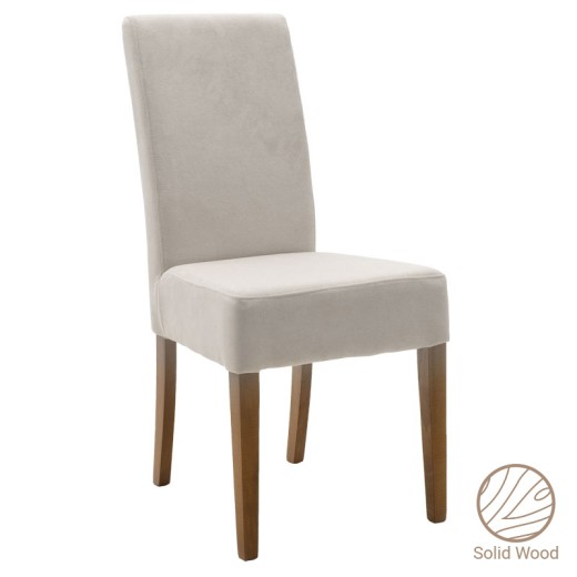 ΣΕΤ 2 TMX Καρέκλα Ditta pakoworld ύφασμα γκρι-πόδι μασίφ ξύλο καρυδί