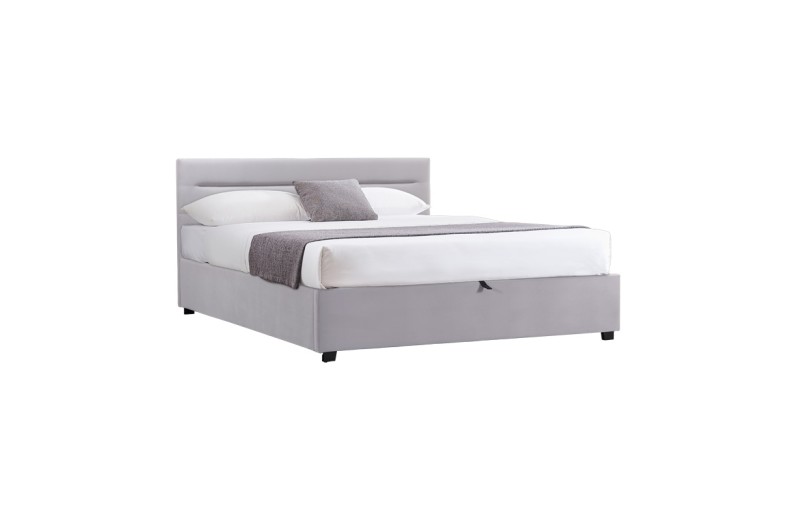 Κρεβάτι Molito pakoworld βελούδο σε γκρι απόχρωση με αποθηκευτικό χώρο150x200εκ