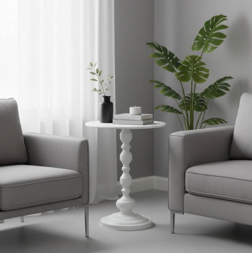 Βοηθητικό τραπέζι Anesor pakoworld μέταλλο σε κρεμ απόχρωση Φ40x52εκ