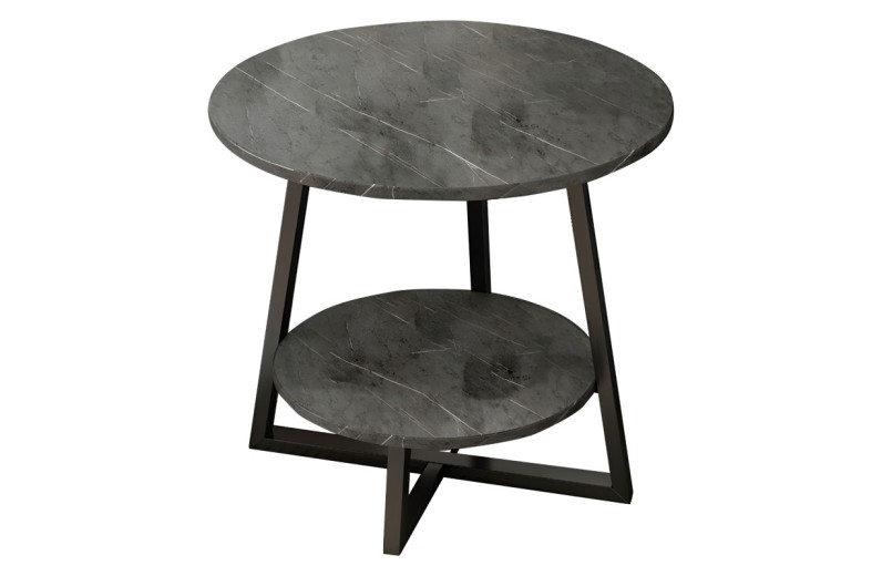 Τραπέζι σαλονιού Rota MDF ανθρακί μαρμάρου-μαύρο Φ60x60cm