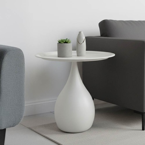 Βοηθητικό τραπέζι Samino pakoworld μέταλλο σε κρεμ απόχρωση Φ39x42εκ