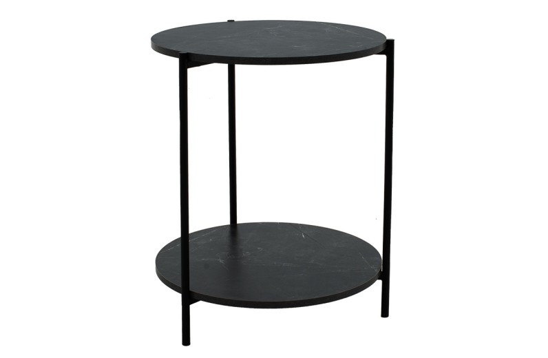 Βοηθητικό τραπέζι Rhythm MDF μαύρο μαρμάρου-μαύρο Φ48x60cm