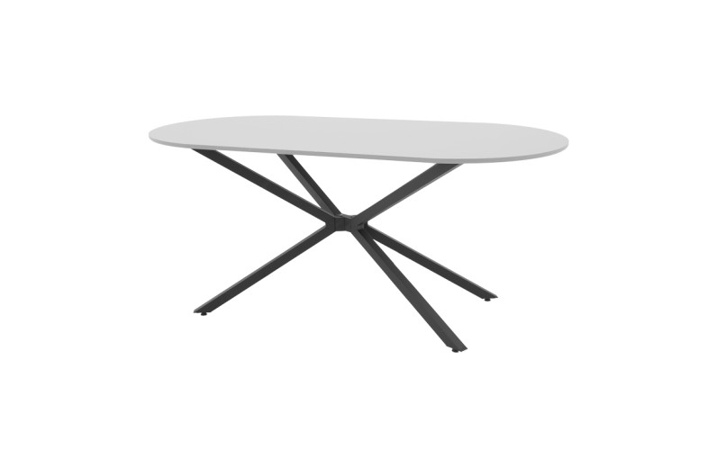 Τραπέζι Lerdion pakoworld γκρι mdf-μαύρο μέταλλο 180x90x75εκ