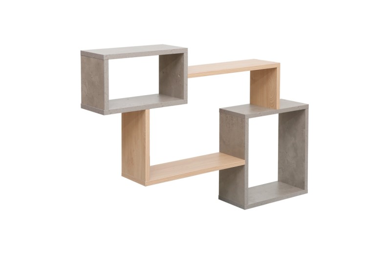 Ράφι τοίχου Beldra pakoworld σε φυσική με γκρι cement απόχρωση 84x15x57.8εκ