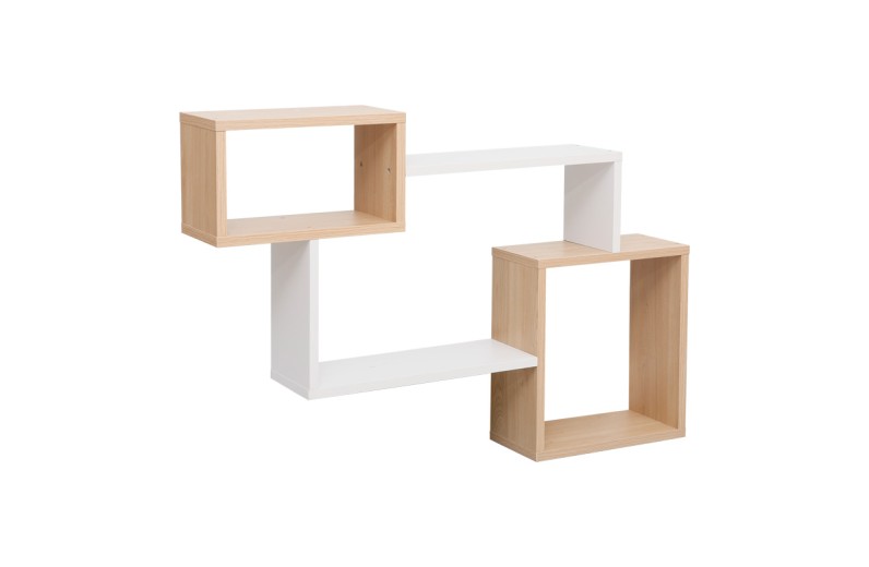 Ράφι τοίχου Beldra pakoworld σε φυσική απόχρωση με λευκό 84x15x57.8εκ