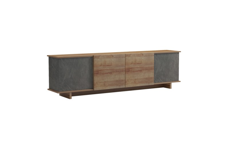 Έπιπλο τηλεόρασης Zafore  pakoworld σε oak-γκρι μαρμάρου απόχρωση 180x33x50εκ