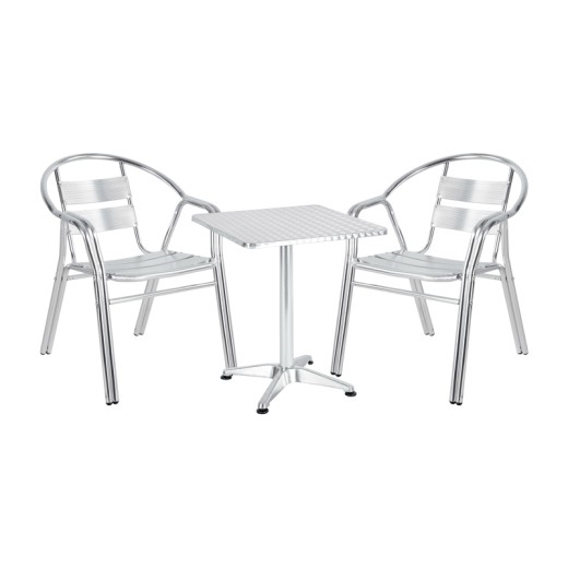 Tραπεζαρία Zircu-Lazo II pakoworld σετ 3τεμ χρωμίου αλουμίνιο Φ60x60x70εκ